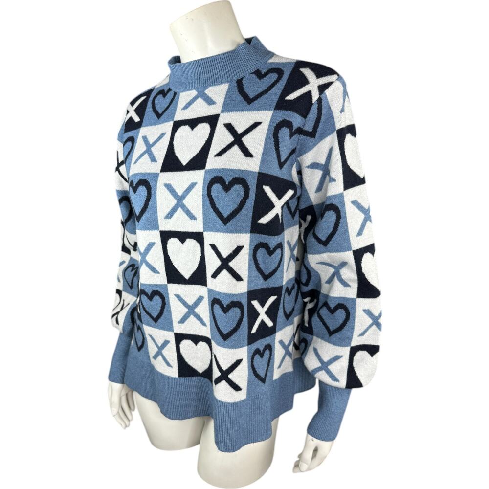 Studio Park X Courtney Khondabi Heart Sweater Blue Small Valentine Winter - Picture 3 of 12